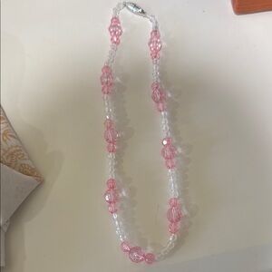 Elegant Pink and Clear Beaded Necklace